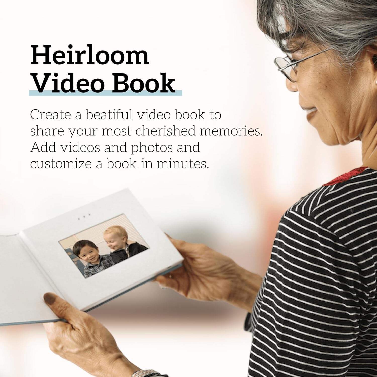 Heirloom Wedding Video Book - Create Your Own Digital Greeting Card Gift with Your Memories - Anniversary, Christmas, Wedding - Plays 10 Minutes of Video and Photos