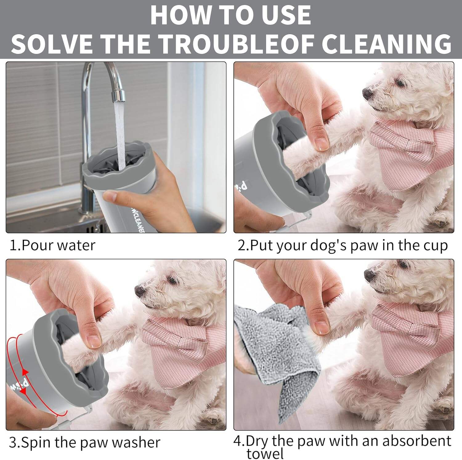 Dog Paw Cleaner, Dog Paw Washer, Paw Muddy Paw Cleaner, Pet Foot Cleaner for Small Medium Large Breed Dogs/Cats (with 3 absorbent towel)