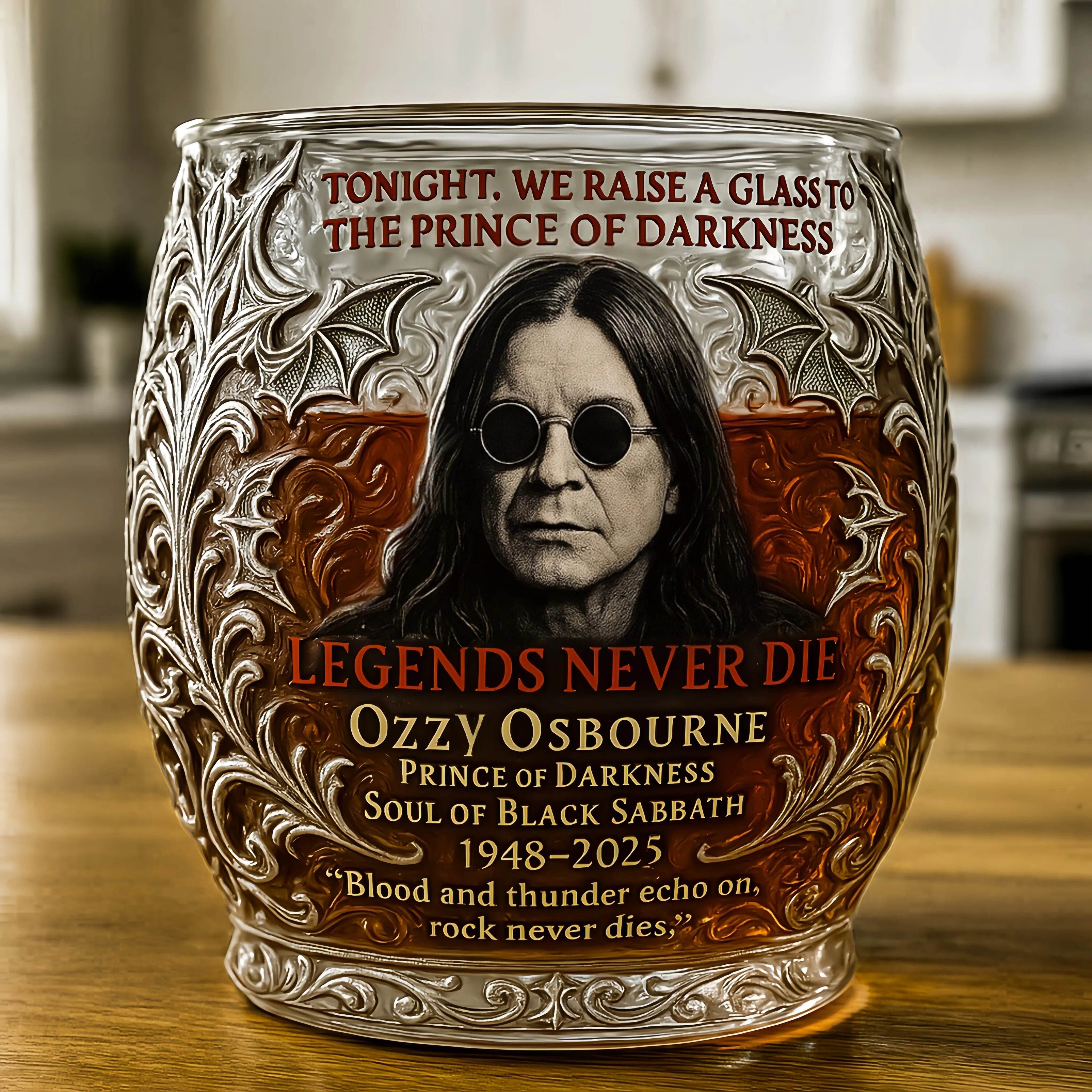 Ozzy Osbourne Memorial whiskey glass
