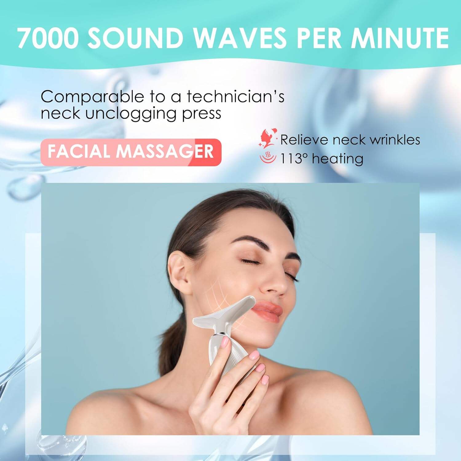 Facial Massager Red-Light-Therapy-for-Face and Neck, Face 𝖲 culpting Wand with 7 Color