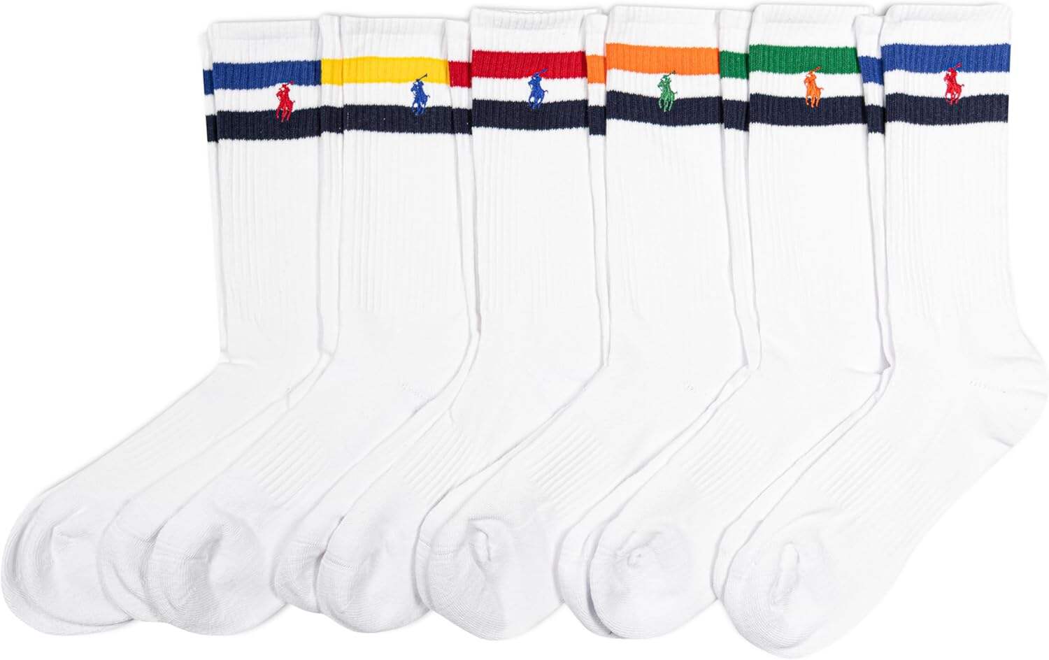 POLO RALPH LAUREN Men's Athletic Performance Cotton Crew Socks - 6 Pair Pack - Moisture Wicking Mesh