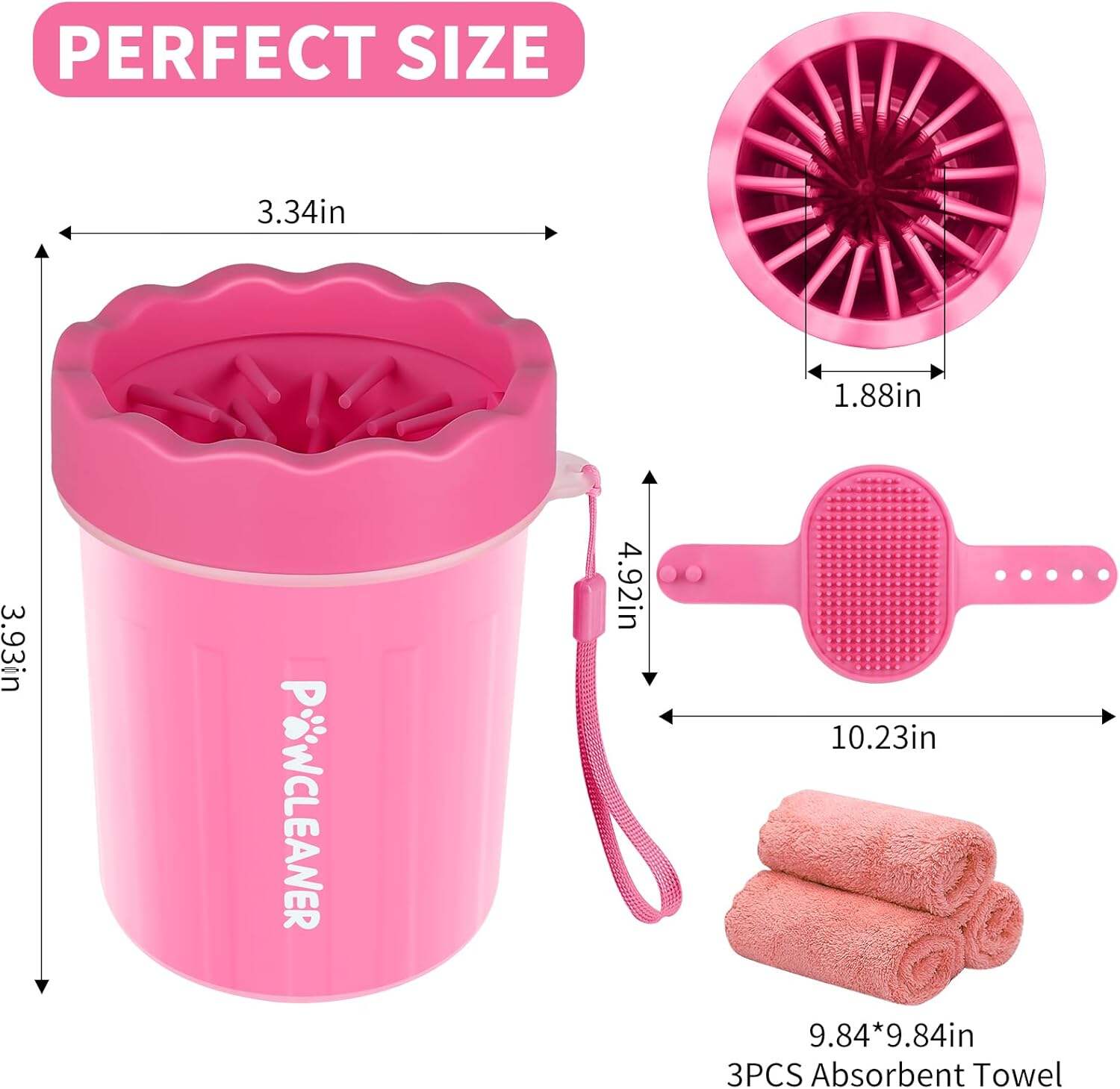Dog Paw Cleaner, Dog Paw Washer, Paw Muddy Paw Cleaner, Pet Foot Cleaner for Small Medium Large Breed Dogs/Cats (with 3 absorbent towel)
