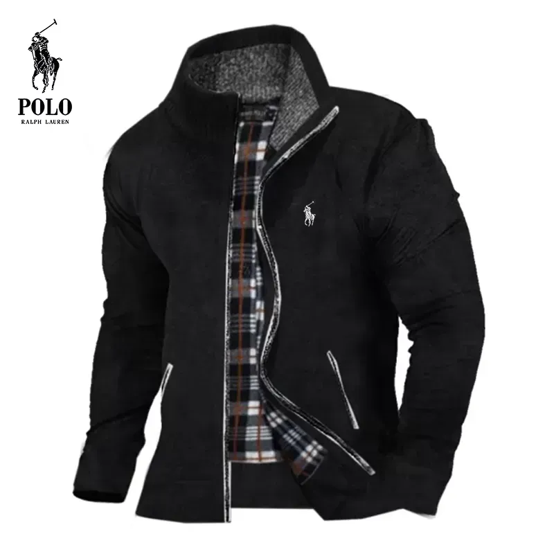 Ralph Lauren  Men's Warm Loose Stand Collar Zip Knit Sweater
