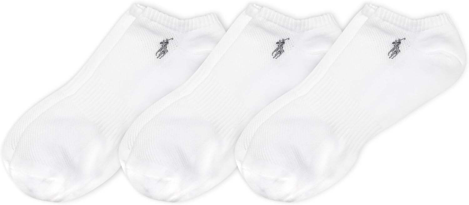 POLO RALPH LAUREN Men's Atheltic Performance Tech Low Cut Socks - 3 Pair Pack - Moisture Wicking Mesh