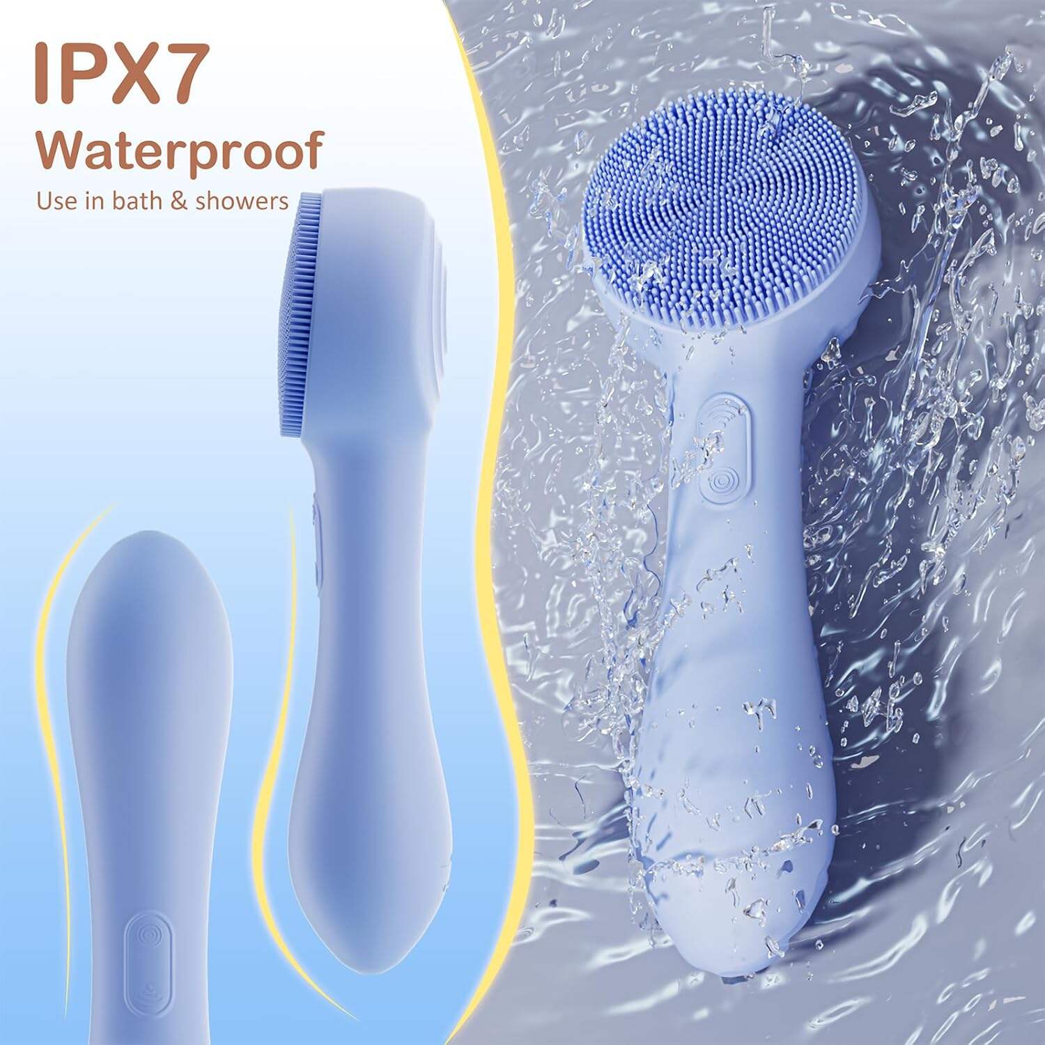 Facial Cleansing Brush Silicone Face Scrubber Waterproof Rechargeable Exfoliator Massage Device for Men & Women, Deep Pore Cleansing, Exfoliating, Removing Blackhead Electric Face Scrub Brush (Pink)