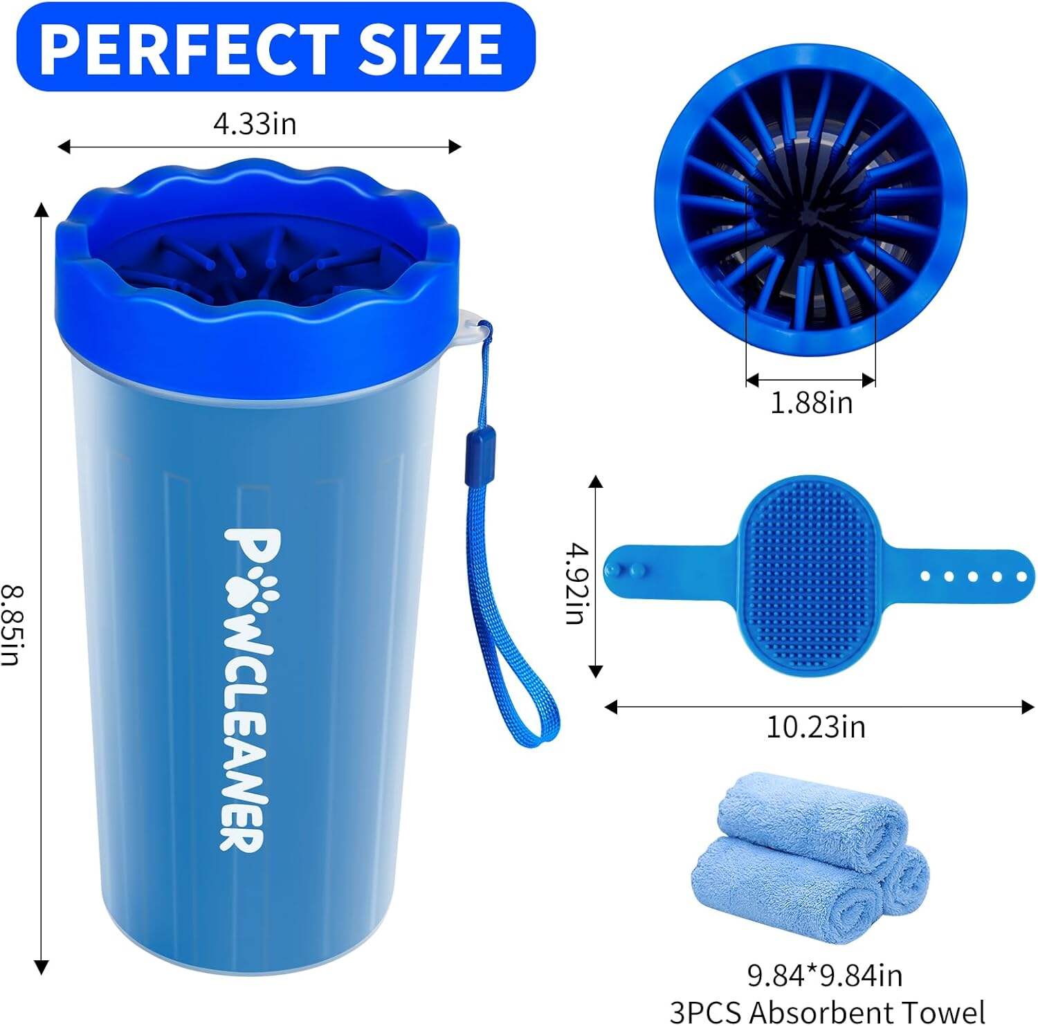 Dog Paw Cleaner, Dog Paw Washer, Paw Muddy Paw Cleaner, Pet Foot Cleaner for Small Medium Large Breed Dogs/Cats (with 3 absorbent towel)