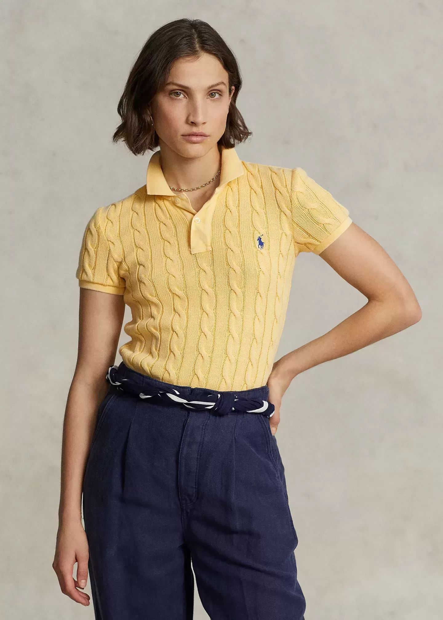 Polo Ralph Lauren Slim Fit Cable-Knit Polo Shirt