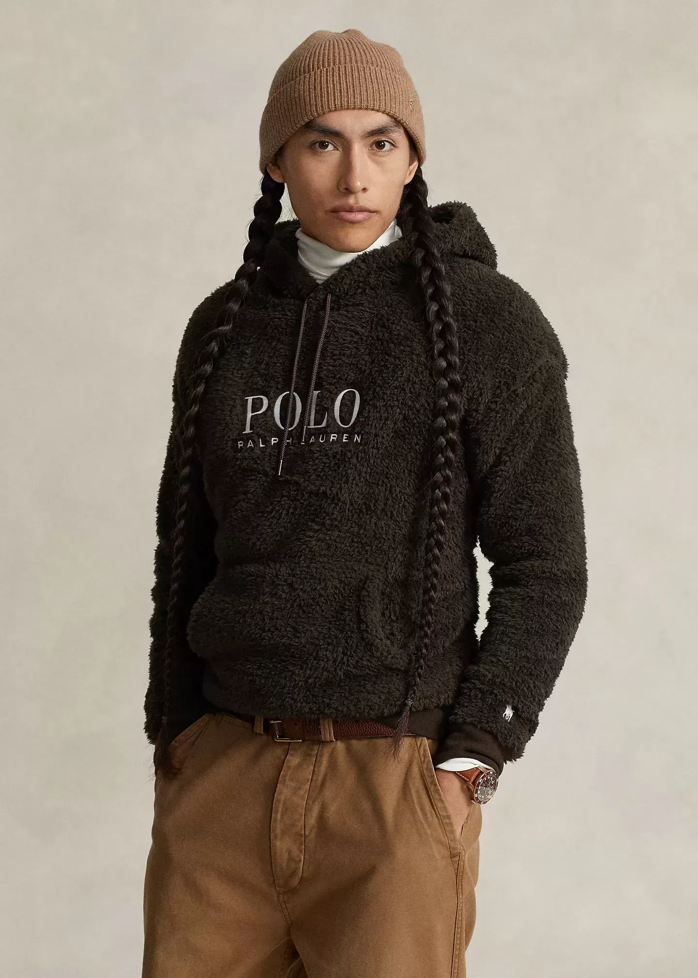 Polo Ralph Lauren Embroidered-Logo Pile Fleece Hoodie