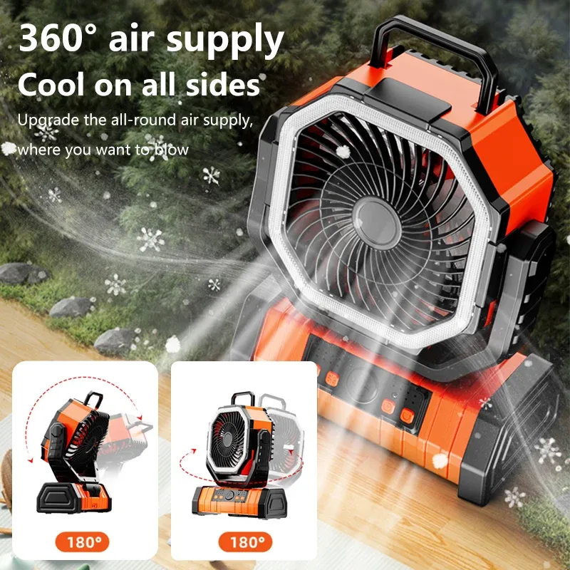 20000mAh Rechargeable LED Lantern with Portable Desk Camping Travel Office or Outdoor Use Power Bank Fan