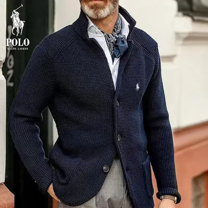 Ralph Lauren Men's Casual Stand Collar Thick Knit Suit Jacket
