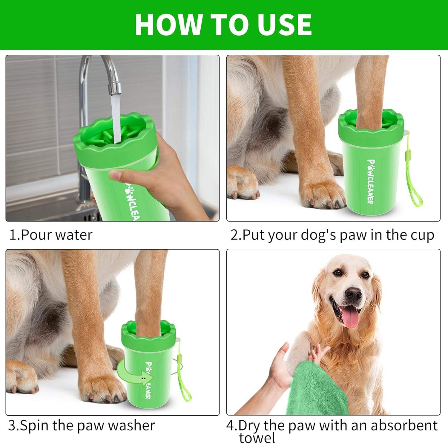 Dog Paw Cleaner, Dog Paw Washer, Paw Muddy Paw Cleaner, Pet Foot Cleaner for Small Medium Large Breed Dogs/Cats (with 3 absorbent towel)