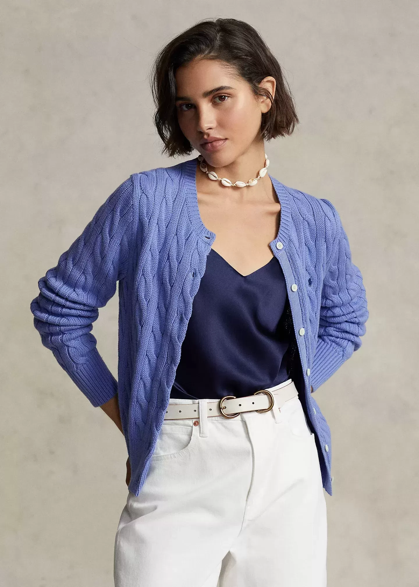 Polo Ralph Lauren Cable-Knit Cotton Crewneck Cardigan