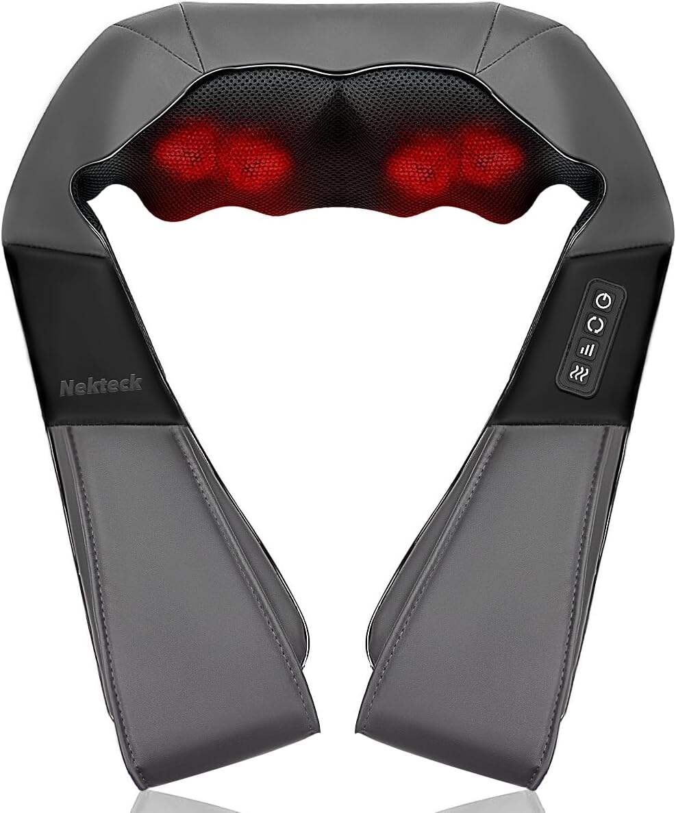 Shiatsu Neck and Back Massager with Soothing Heat, Electric Deep Tissue 3D Kneading Massage for Shoulder, Leg, Body Muscle Pain Relief, Home, Office, and Car