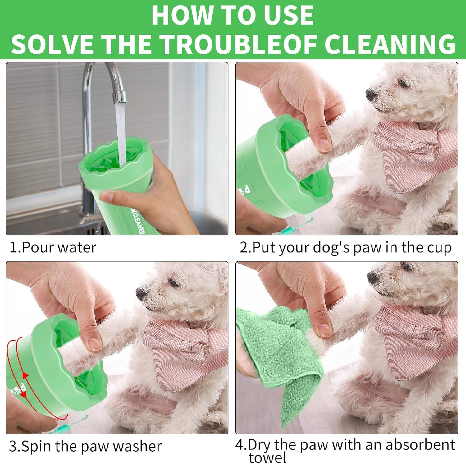 Dog Paw Cleaner, Dog Paw Washer, Paw Muddy Paw Cleaner, Pet Foot Cleaner for Small Medium Large Breed Dogs/Cats (with 3 absorbent towel)