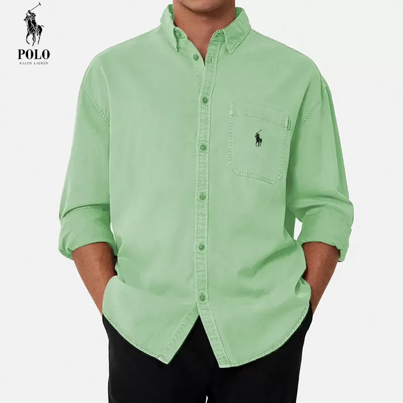 Ralph Lauren Men's Cotton Basic Denim Long Sleeve Shirt