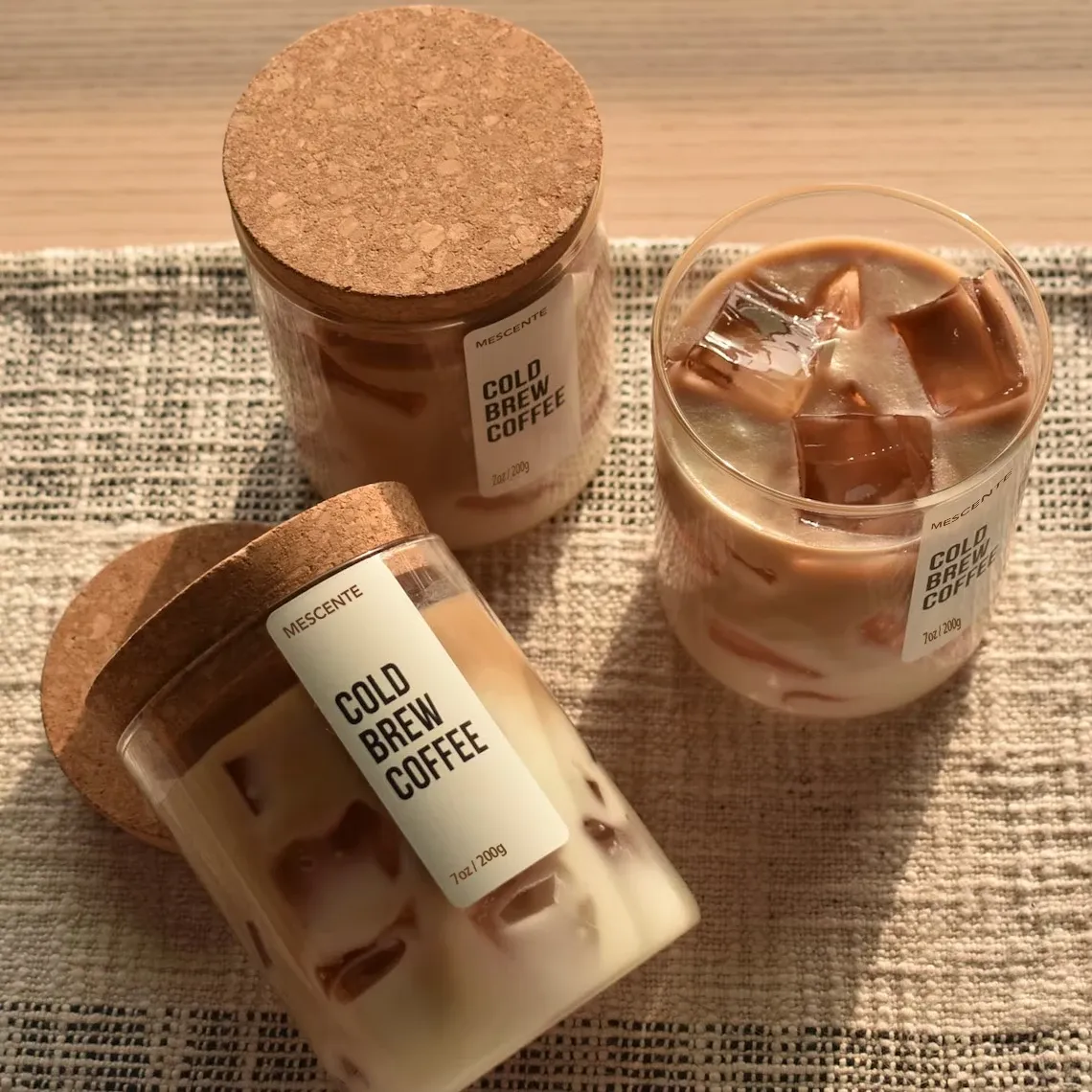 Mescente 7oz 200g Aromatherapy Fragrance Creativity Novelty Iced Scented Coffee Cups Scented Jelly Wax Candle With Wood Lid
