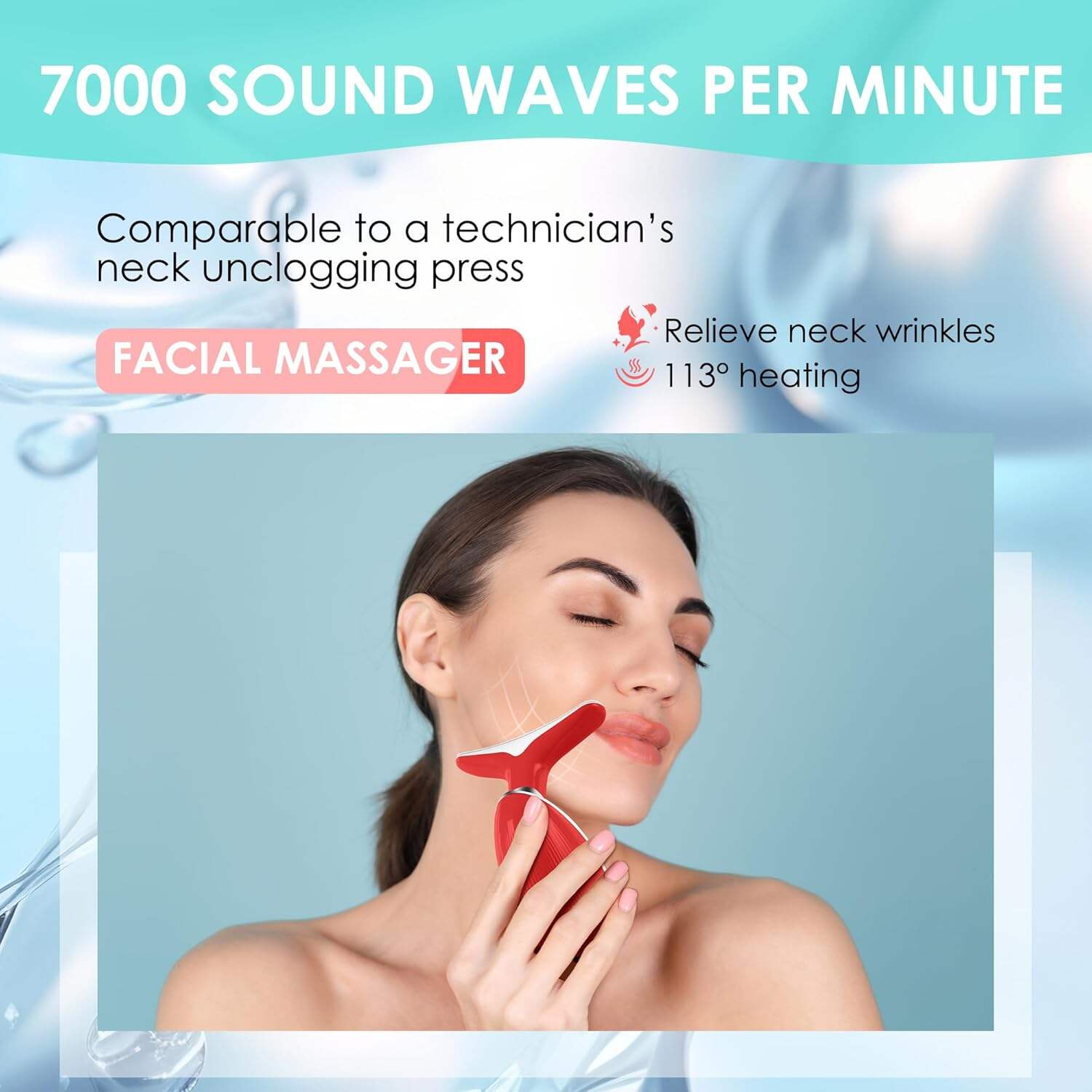 Facial Massager Red-Light-Therapy-for-Face and Neck, Face 𝖲 culpting Wand with 7 Color