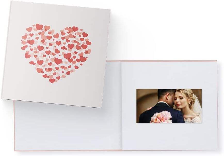 Heirloom Wedding Video Book - Create Your Own Digital Greeting Card Gift with Your Memories - Anniversary, Christmas, Wedding - Plays 10 Minutes of Video and Photos