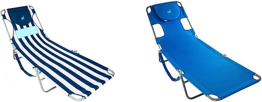 Ostrich Ladies Comfort Lounger, Foldable Beach Camping Pool Tanning Chair, Aqua