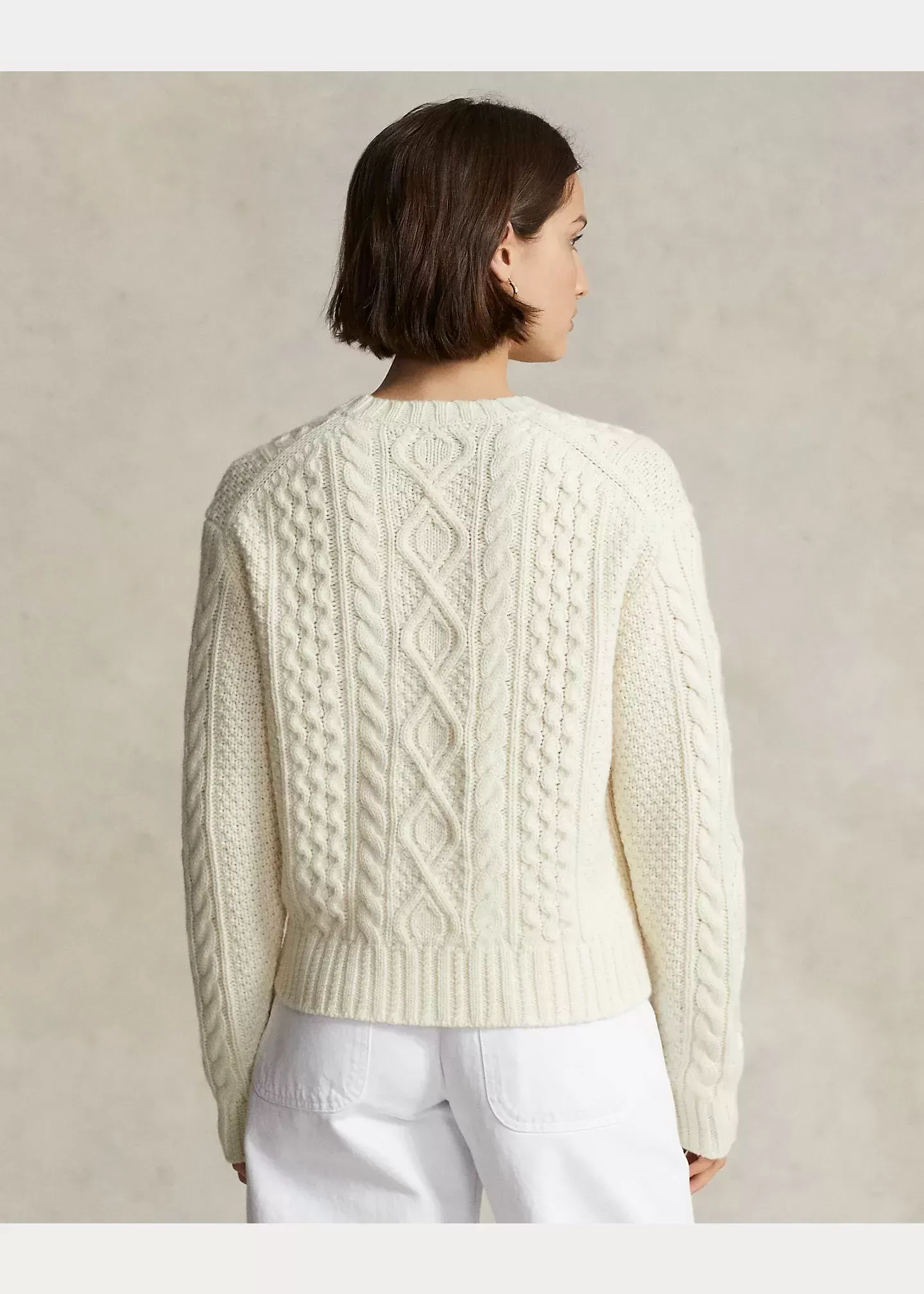 Polo Ralph Lauren Aran-Knit Wool-Blend Crewneck Sweater