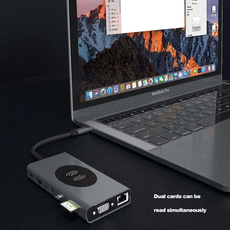 15in1 USB C HUB Type C to USB 3.0 HUB RJ45 VGA HDMI-compatible for MacBook Pro 100W PD Dock Type C HUB wireless Charge