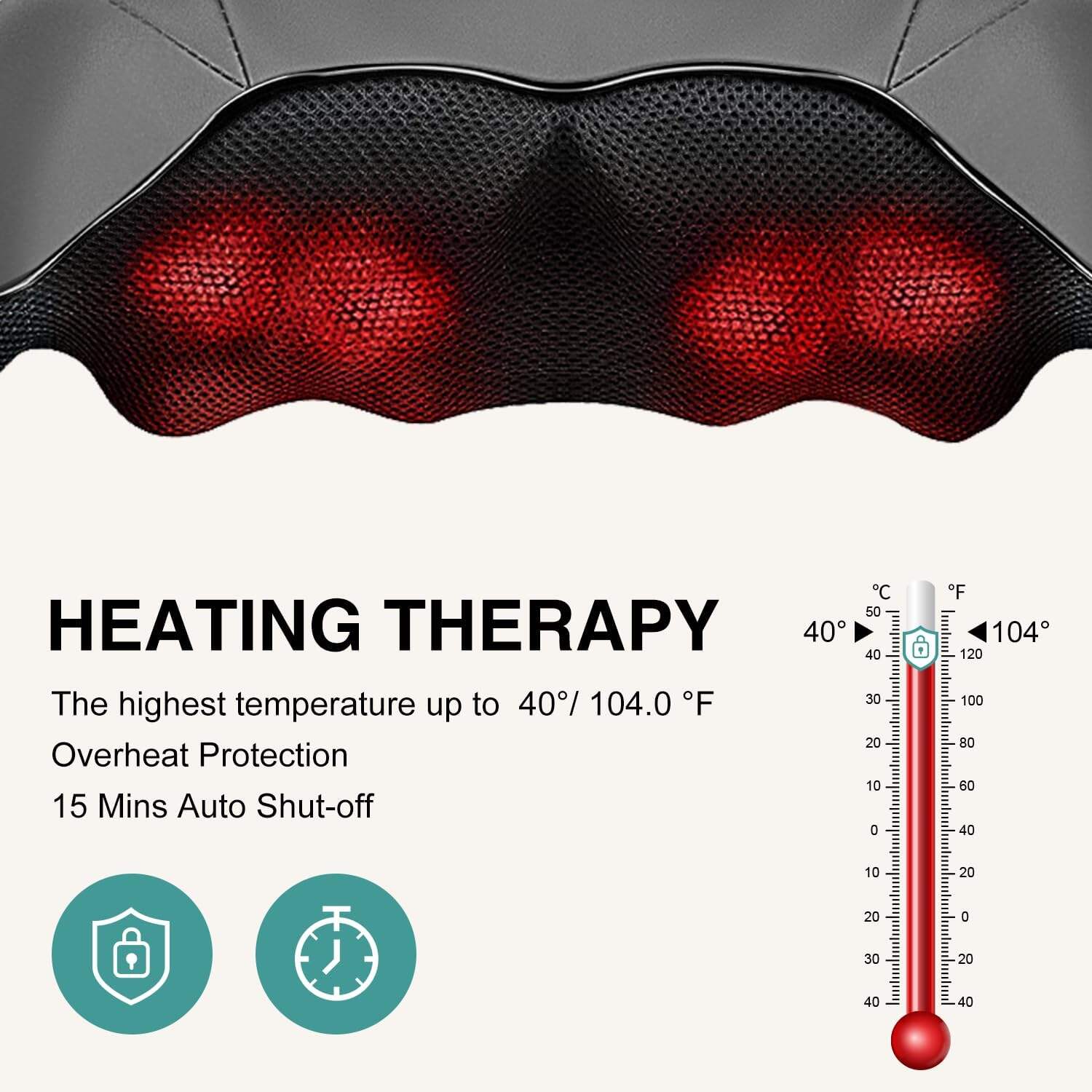 Shiatsu Neck and Back Massager with Soothing Heat, Electric Deep Tissue 3D Kneading Massage for Shoulder, Leg, Body Muscle Pain Relief, Home, Office, and Car