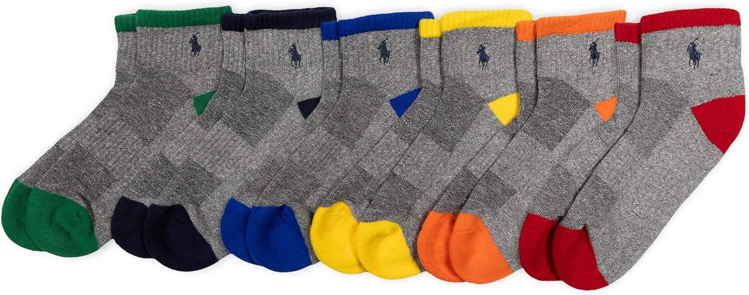 POLO RALPH LAUREN mens Athletic Performance Cotton Ankle Socks - 6 Pair Pack - Moisture Wicking Mesh