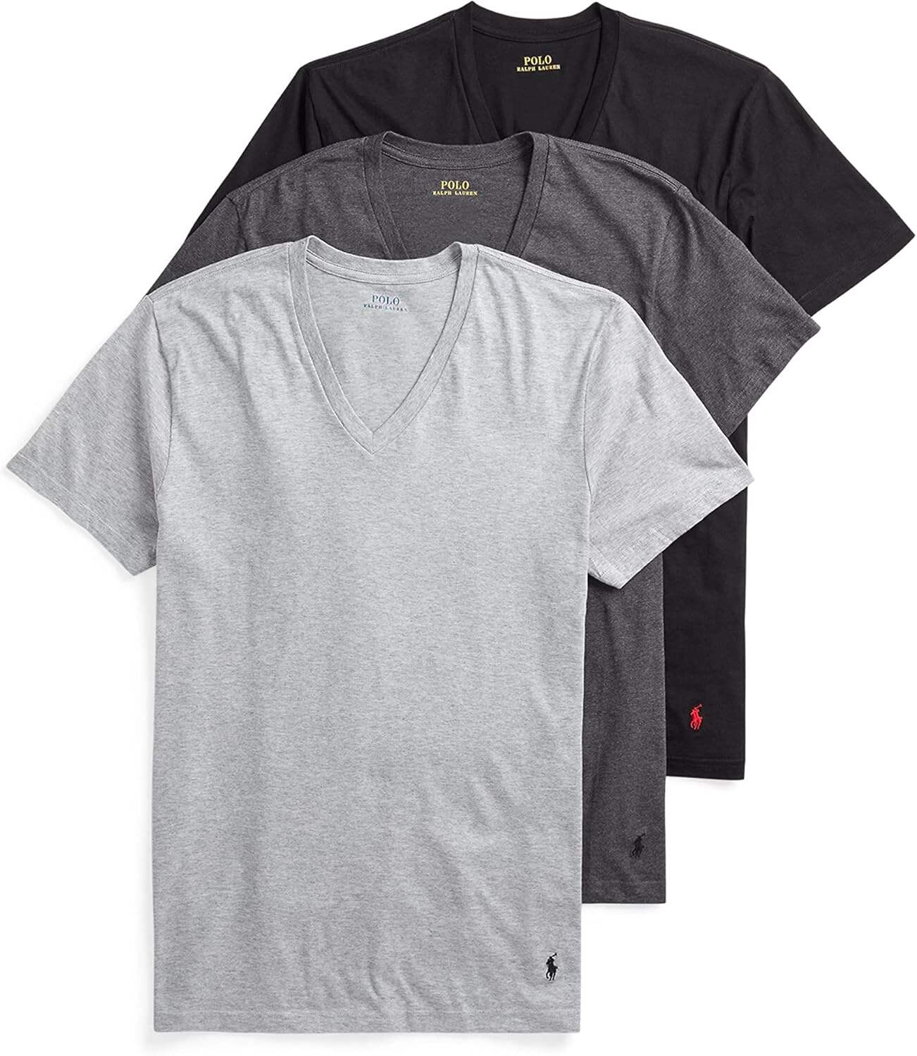 POLO Men's Classic Fit Cotton V neck Undershirt 3 Pack