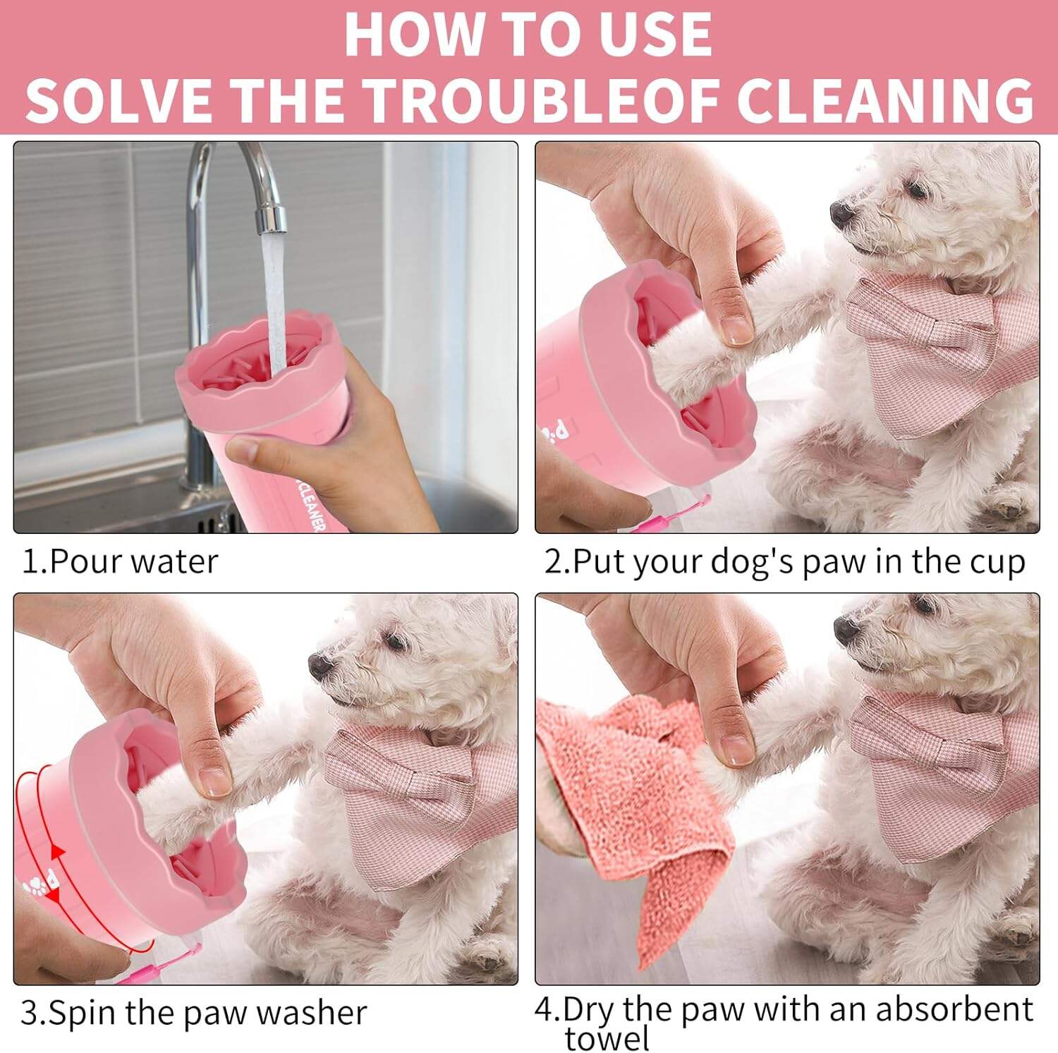 Dog Paw Cleaner, Dog Paw Washer, Paw Muddy Paw Cleaner, Pet Foot Cleaner for Small Medium Large Breed Dogs/Cats (with 3 absorbent towel)