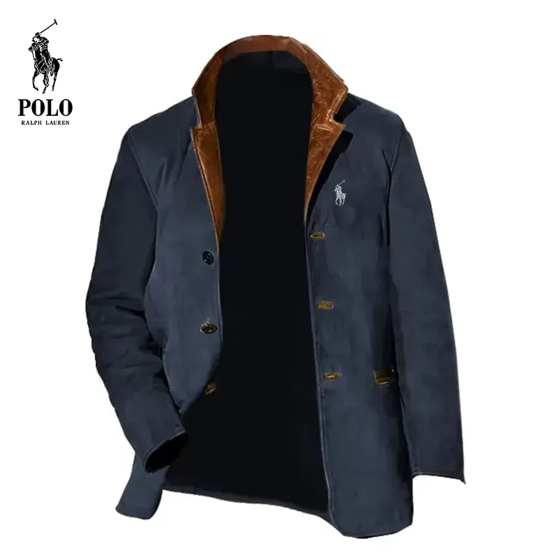 Ralph Lauren Men's vintage jacket with double-layer fur collar and suede coat