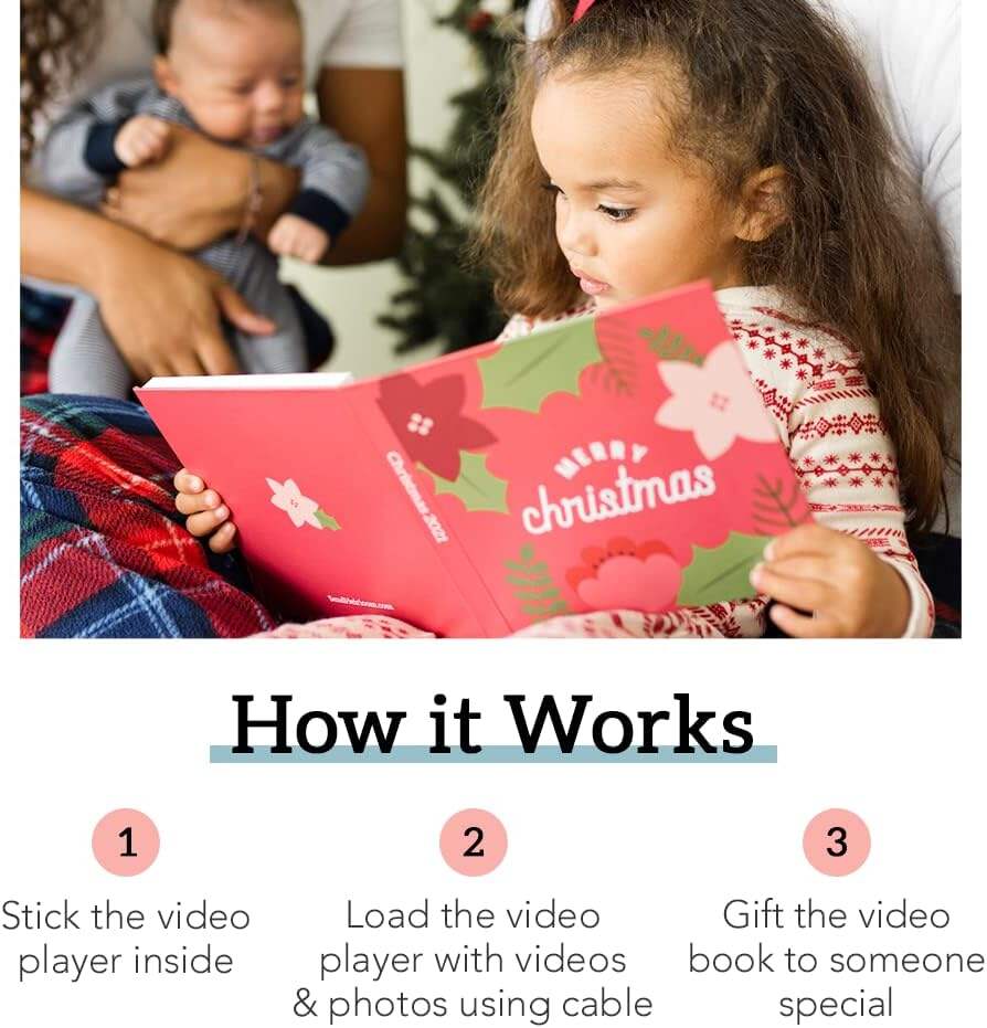 Heirloom Wedding Video Book - Create Your Own Digital Greeting Card Gift with Your Memories - Anniversary, Christmas, Wedding - Plays 10 Minutes of Video and Photos