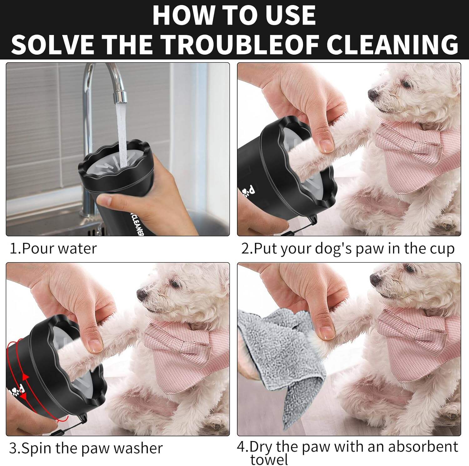 Dog Paw Cleaner, Dog Paw Washer, Paw Muddy Paw Cleaner, Pet Foot Cleaner for Small Medium Large Breed Dogs/Cats (with 3 absorbent towel)
