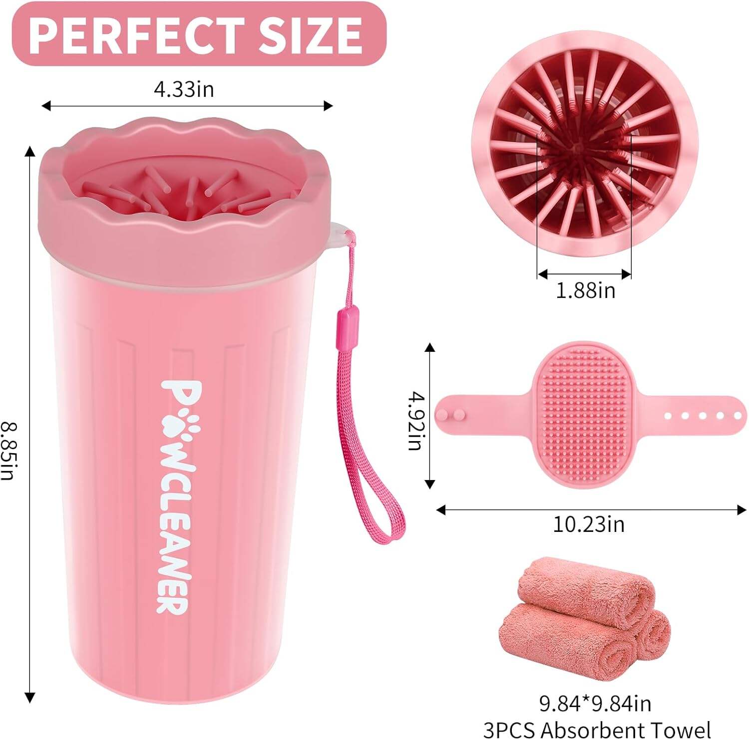 Dog Paw Cleaner, Dog Paw Washer, Paw Muddy Paw Cleaner, Pet Foot Cleaner for Small Medium Large Breed Dogs/Cats (with 3 absorbent towel)