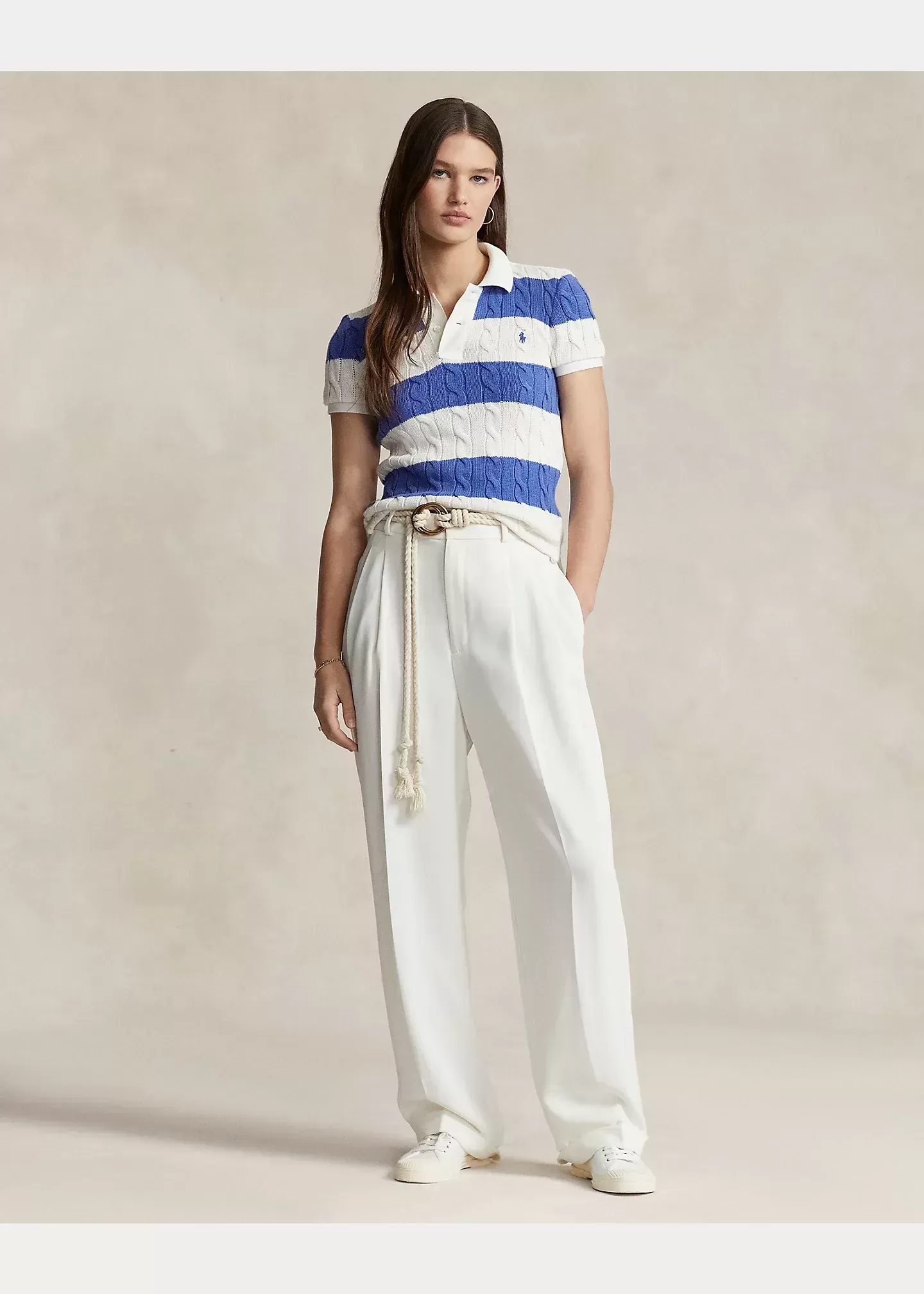 Polo Ralph Lauren Slim Fit Cable-Knit Polo Shirt