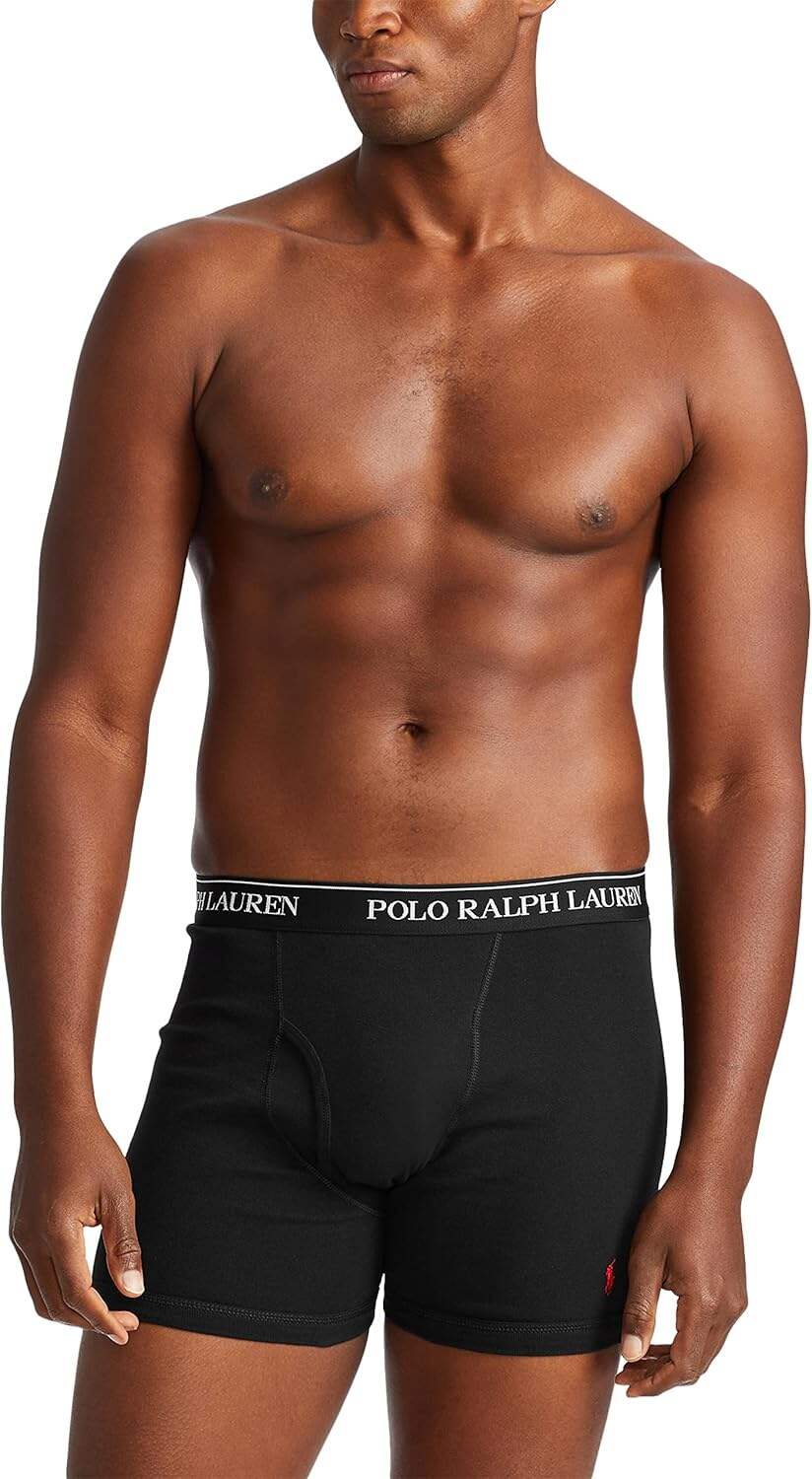 Polo Ralph Lauren Men's Classic Fit Cotton Boxer Briefs, Trunks & Long Leg Available (3 Pack)
