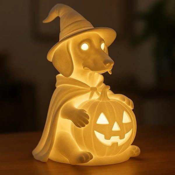 Halloween Dachshund Pumpkin Lamp