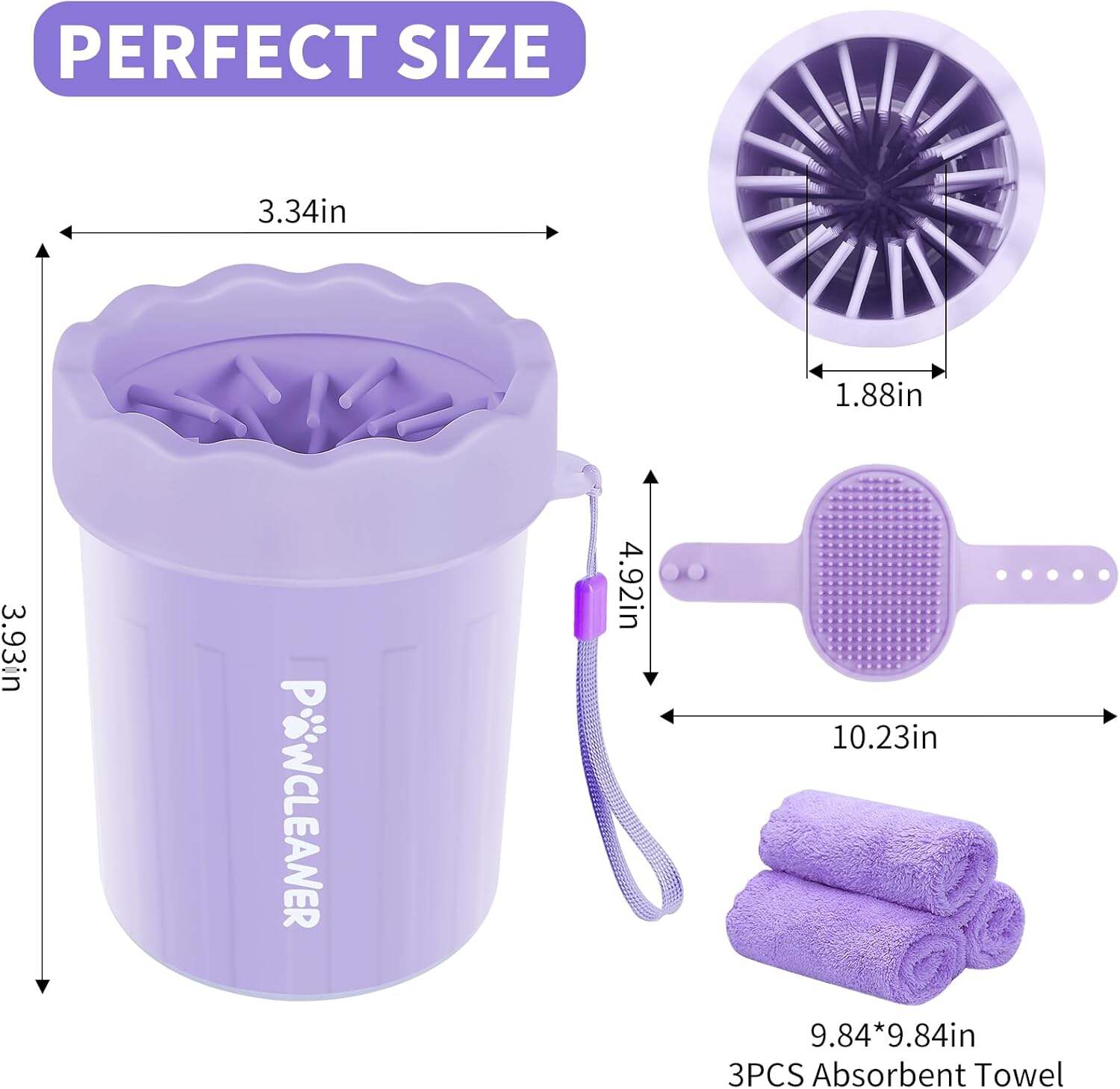 Dog Paw Cleaner, Dog Paw Washer, Paw Muddy Paw Cleaner, Pet Foot Cleaner for Small Medium Large Breed Dogs/Cats (with 3 absorbent towel)
