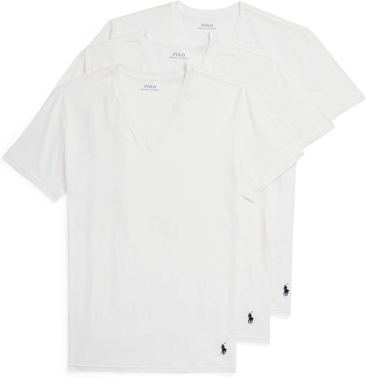 POLO RALPH LAUREN Men's 4d Flex Cooling Ventilation Cotton Modal V-Neck Undershirts