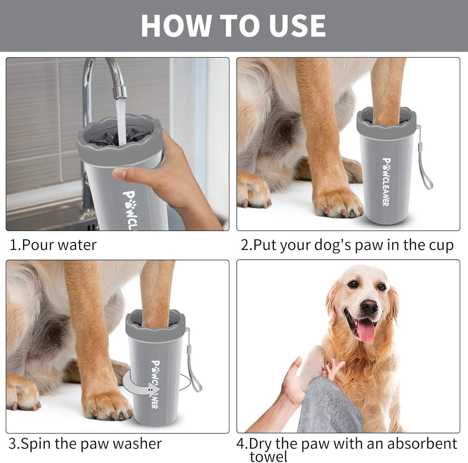 Dog Paw Cleaner, Dog Paw Washer, Paw Muddy Paw Cleaner, Pet Foot Cleaner for Small Medium Large Breed Dogs/Cats (with 3 absorbent towel)