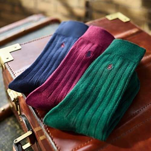 Polo Ralph Lauren Men's Assorted Pattern Dress Crew Socks-4 Pair Pack-Soft and Lightweight Cotton Comfort