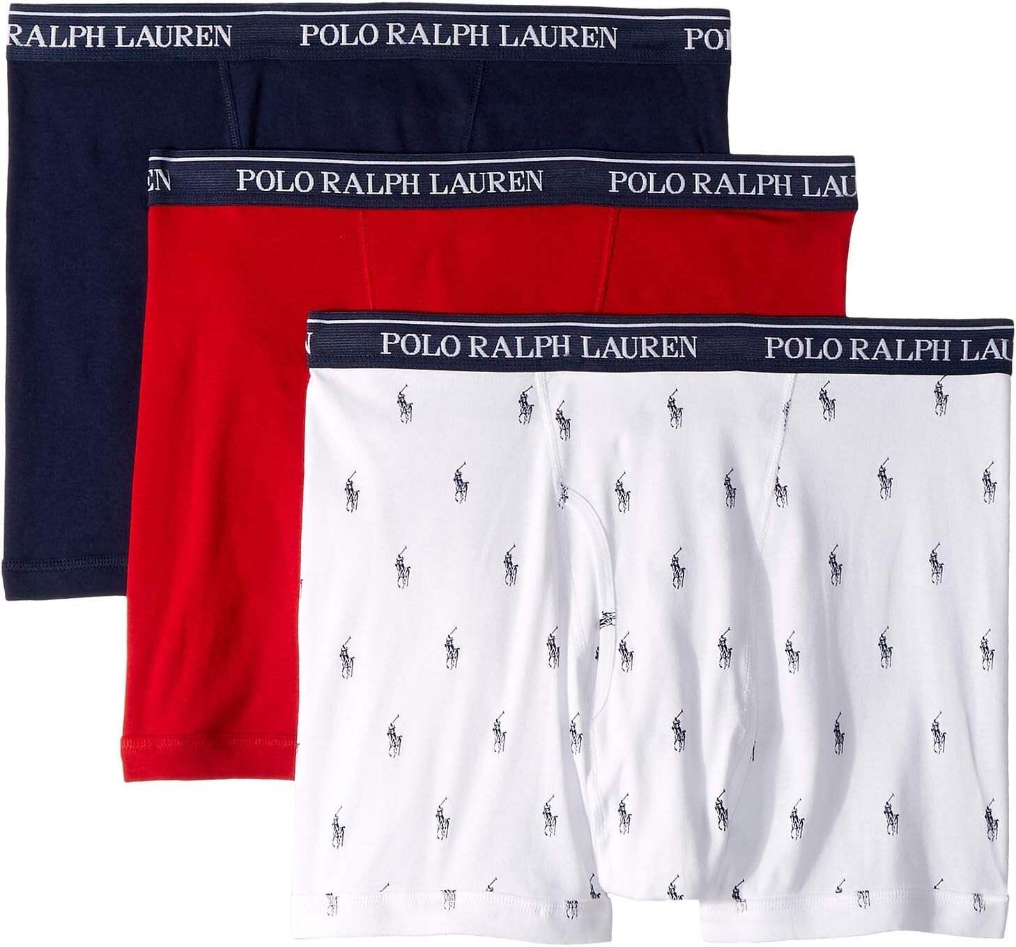 Polo Ralph Lauren Men's Classic Fit Cotton Boxer Briefs, Trunks & Long Leg Available (3 Pack)