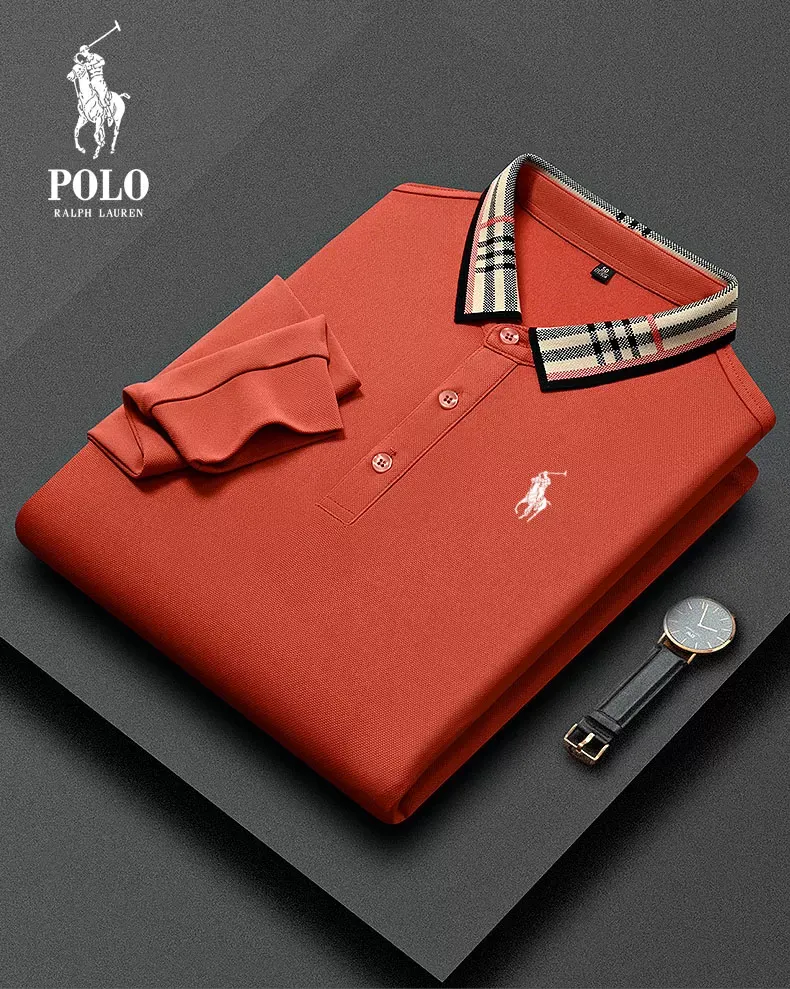 Ralph Lauren Men's plaid collar long sleeve casual fashion polo shirt