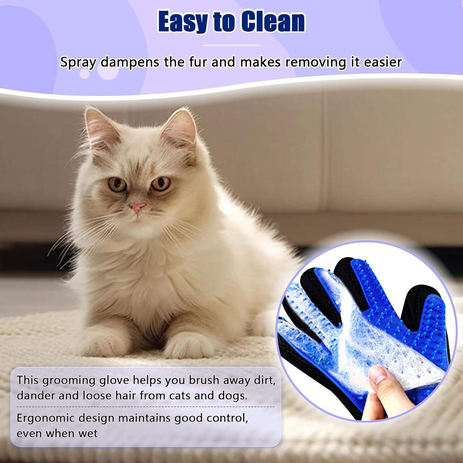 Pet Steam Grooming Gloves, Cat Grooming Steam Gloves, Dog Washing Gloves, Pet Grooming Gloves for Dogs & Cats, Deshedding Steam Brush, Dog Hair Remover Massage Glove
