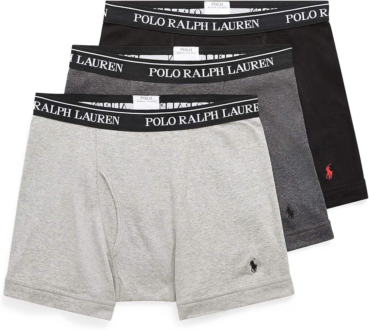 Polo Ralph Lauren Men's Classic Fit Cotton Boxer Briefs, Trunks & Long Leg Available (3 Pack)
