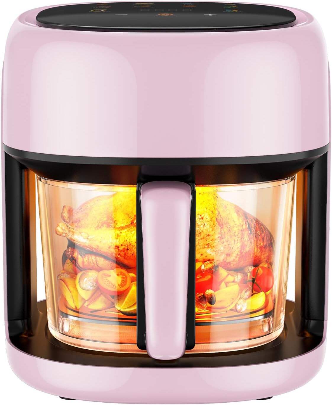 8-In-1 Glass Air Fryer, 5 QT Airfryer with Easy-View Glass Basket, Adjustable Temperature, Touch Panel Control, Circulating Heating, Compact and Large, Nonstick & Dishwasher Safe Fry Bowl