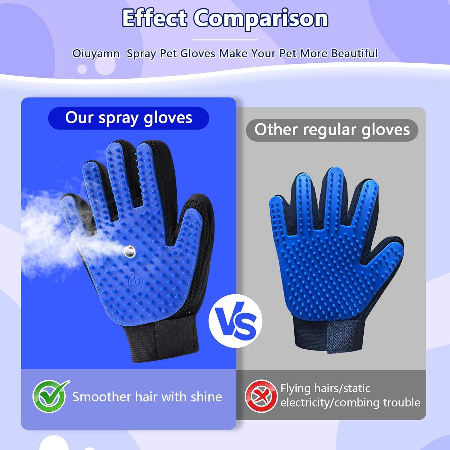 Pet Steam Grooming Gloves, Cat Grooming Steam Gloves, Dog Washing Gloves, Pet Grooming Gloves for Dogs & Cats, Deshedding Steam Brush, Dog Hair Remover Massage Glove