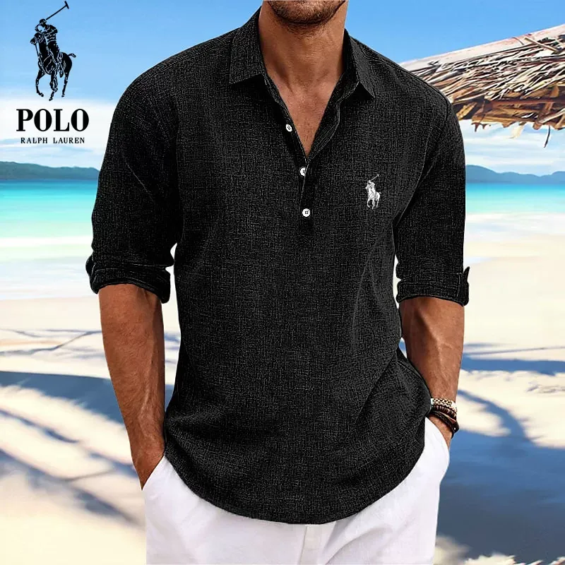 Ralph Lauren Men's Lapel Beach Long Sleeve Shirt