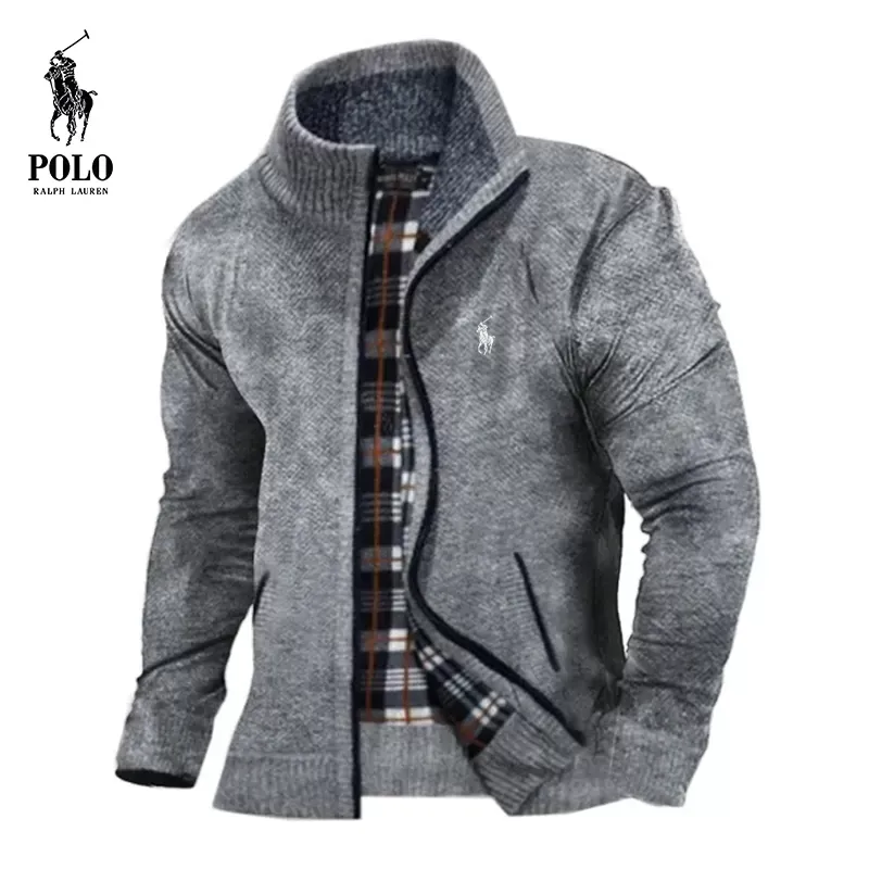 Ralph Lauren  Men's Warm Loose Stand Collar Zip Knit Sweater