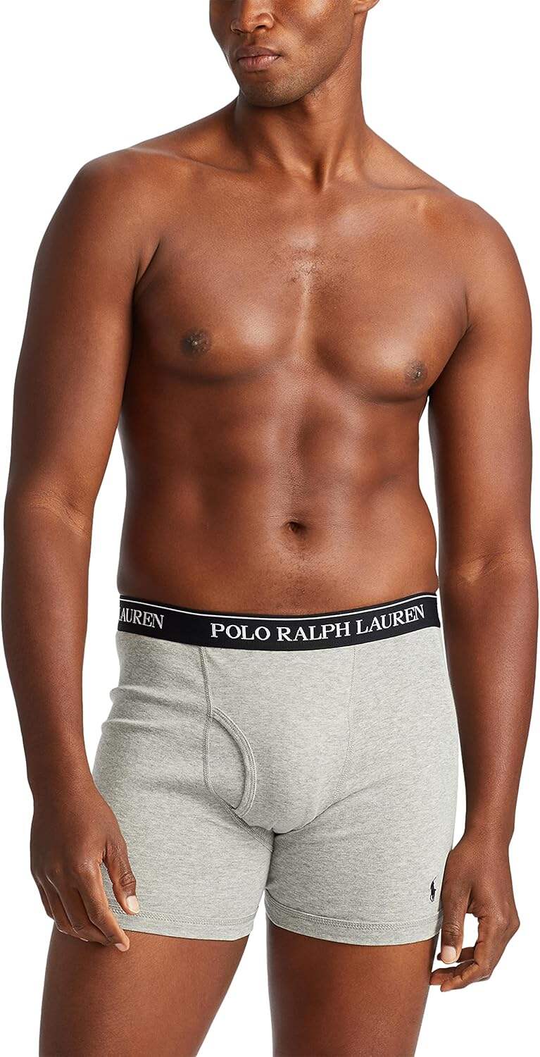 Polo Ralph Lauren Men's Classic Fit Cotton Boxer Briefs, Trunks & Long Leg Available (3 Pack)
