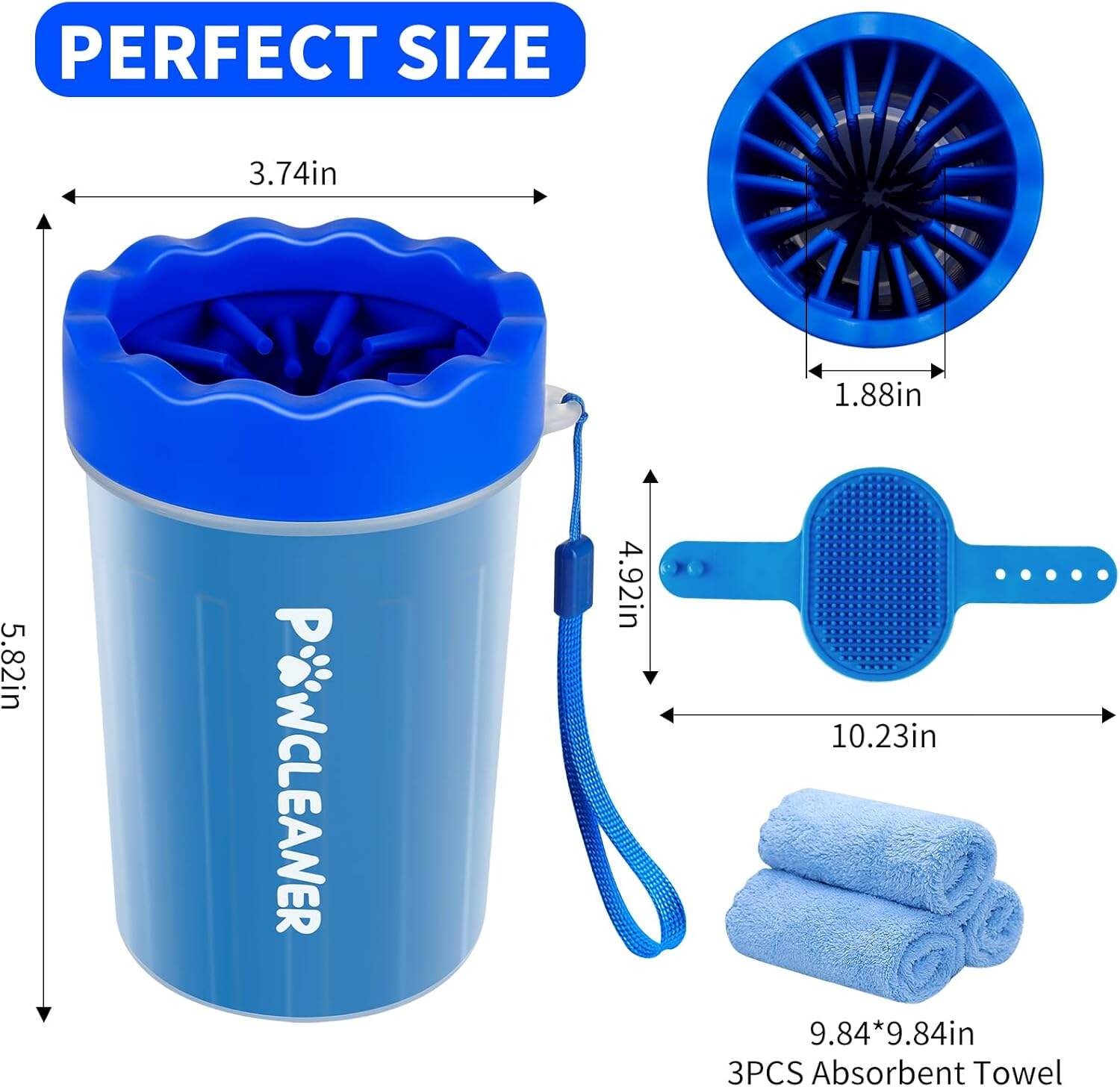 Dog Paw Cleaner, Dog Paw Washer, Paw Muddy Paw Cleaner, Pet Foot Cleaner for Small Medium Large Breed Dogs/Cats (with 3 absorbent towel)